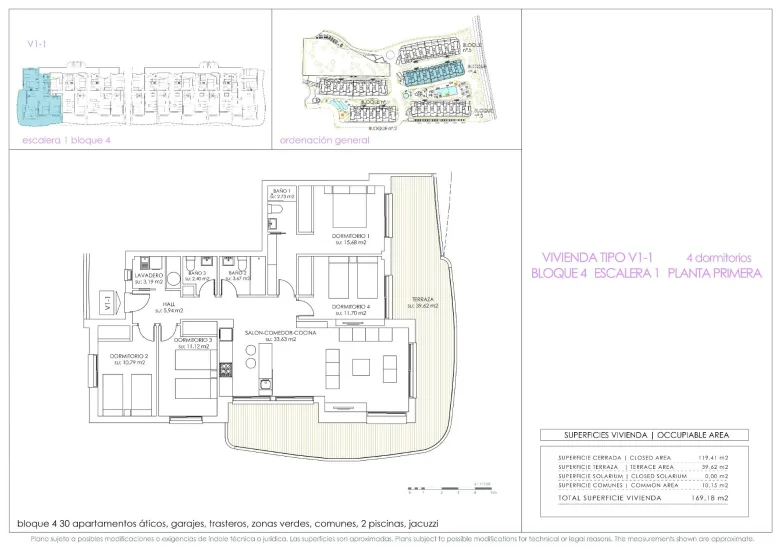 Planskisse — Leilighet med 4 soverom og 39m² terrasse i Flamenca Sun