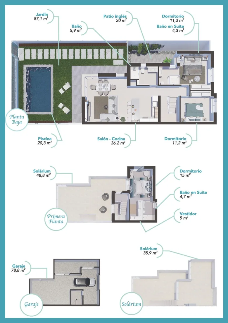 Planskisse — New Build Villas Near La Serena Golf and the Beach in Los Alcázares