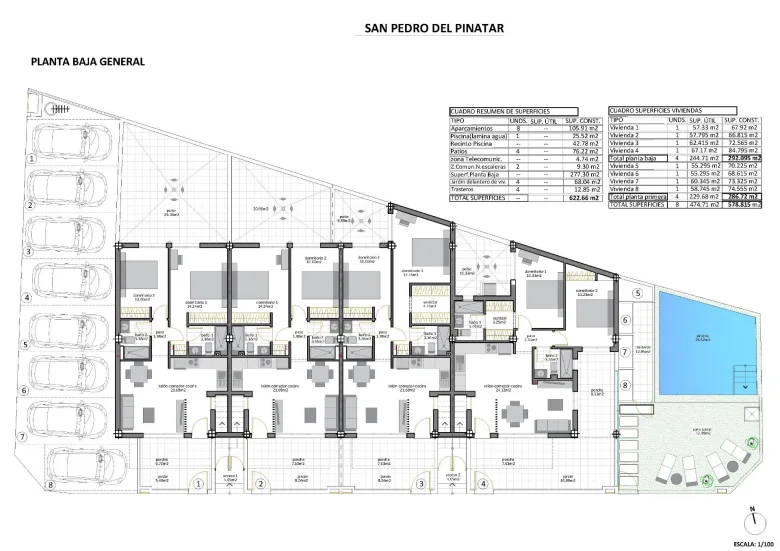 Planskisse — Nybygde bungalower i San Pedro del Pinatar - førsteklasses beliggenhet bare 500 meter fra stranden
