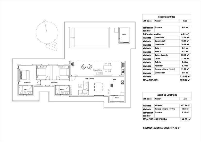 Planskisse — Newly built villas located in the municipality of Aspe.