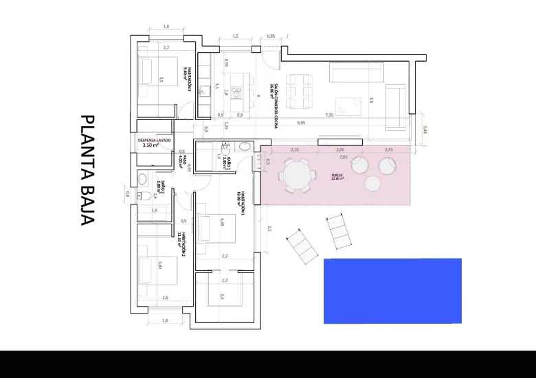 Planskisse — Nye moderne villaer med privat basseng i Monforte del Cid