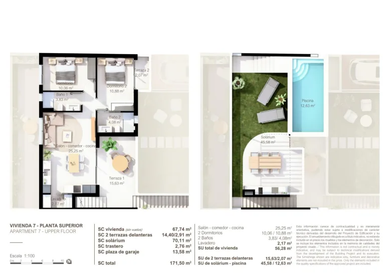 Planskisse — Nybyggede bungalower med privat basseng i San Pedro del Pinatar