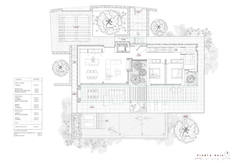 Planskisse — Moderne villa med panoramautsikt over havet i La Fustera, Benissa Costa