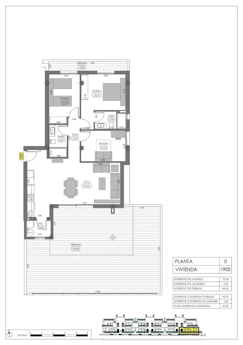 Planskisse — Nye bungalower i La Finca Golf i Algorfa på Costa Blanca