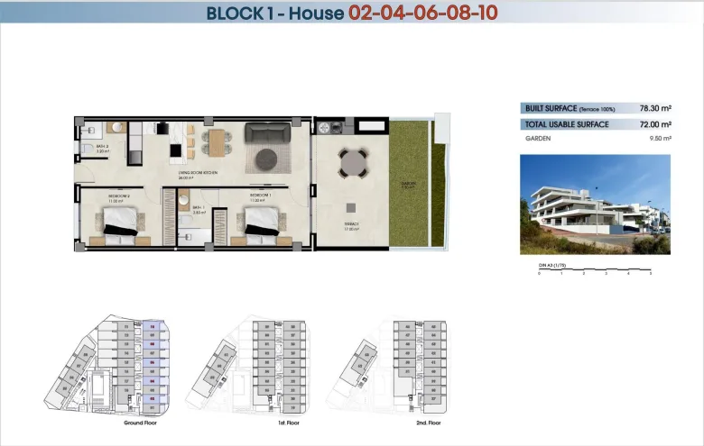 Planskisse — Moderne nye boliger kun 800 meter fra El Pinet-stranden i La Marina – Elche