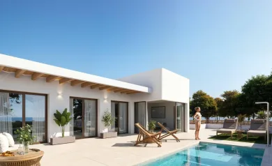 Nye rekkehus i elegant Ibiza-stil i Dolores – privat basseng og solarium i rolige omgivelser