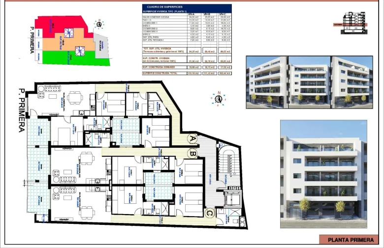 Planskisse — Nye moderne leiligheter i Torrevieja sentrum – kun 400 meter fra Playa del Cura