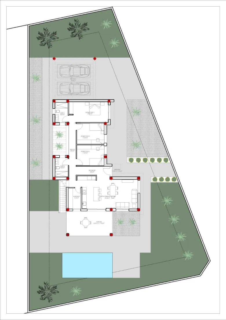 Planskisse — Nybygget villa med privat basseng i Vistabella, Jacarilla