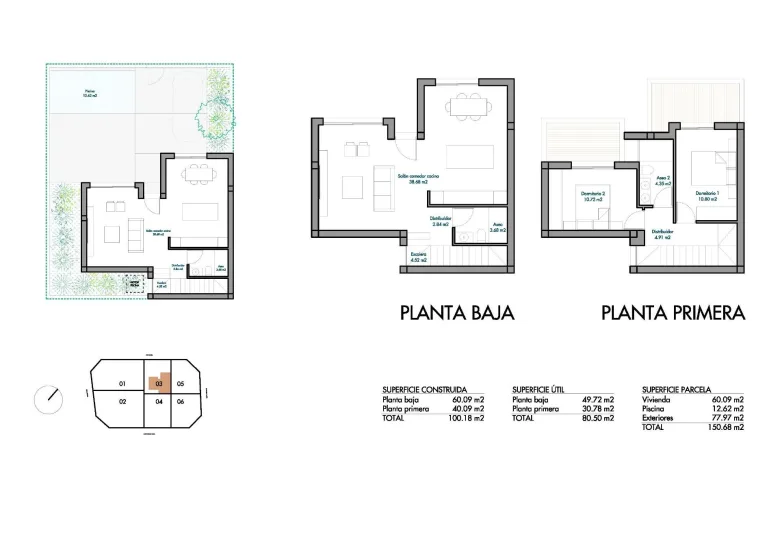 Planskisse — Nye villaer på El Alba Mediterranean Resort i Torre Pacheco