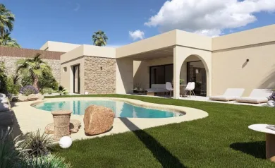 Moderne villaer på ett plan i Altaona Golf Resort Murcia
