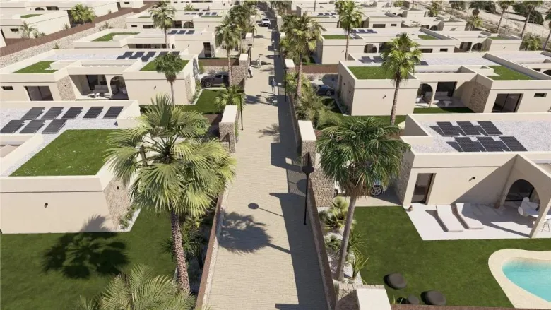 Planskisse — Moderne villaer på ett plan i Altaona Golf Resort Murcia