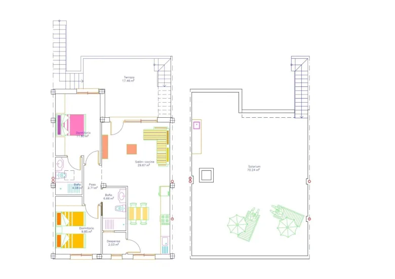 Planskisse — Moderne leiligheter og penthouse med solarium i San Javier nær Mar Menor