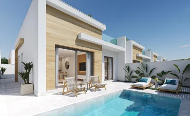 Moderne villaer på ett plan med privat basseng og takterrasse i El Jimenado Murcia