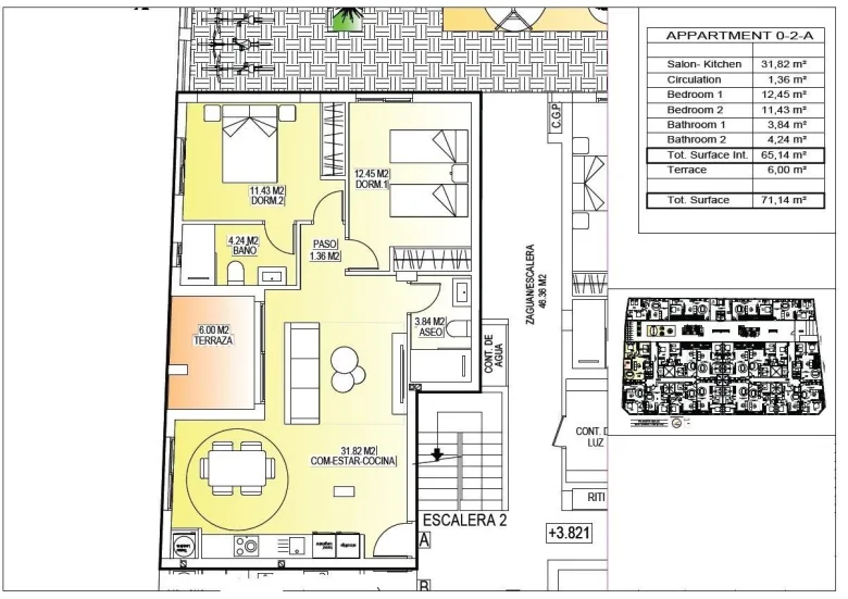 Planskisse — Moderne nye  leiligheter i sentrum av San Miguel de Salinas
