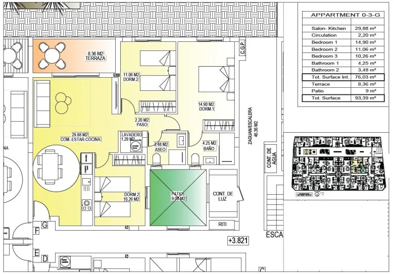 Planskisse — Moderne nye leiligheter i sentrum av San Miguel de Salinas