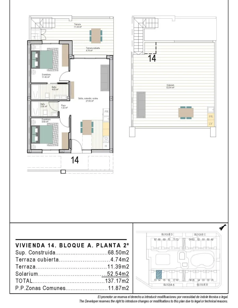 Planskisse — Moderne nye leiligheter i San Cayetano, Torrepacheco, Murcia