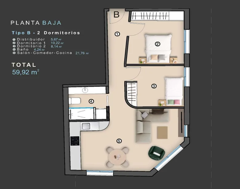 Planskisse — New Build Apartments in the Heart of Torrevieja Just 400 m from the Beach