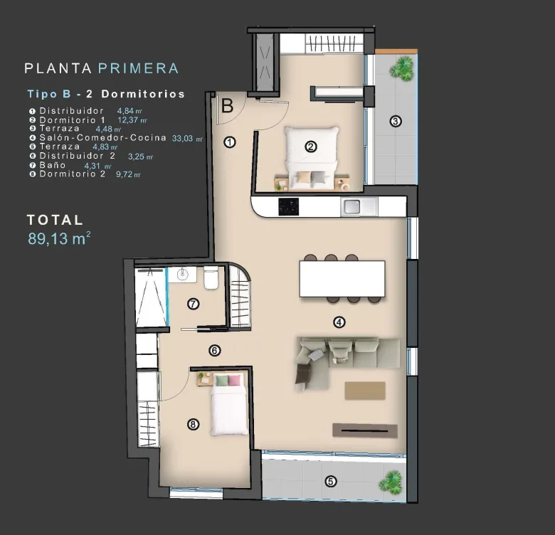 Planskisse — New Build Apartments in the Heart of Torrevieja Just 400 m from the Beach