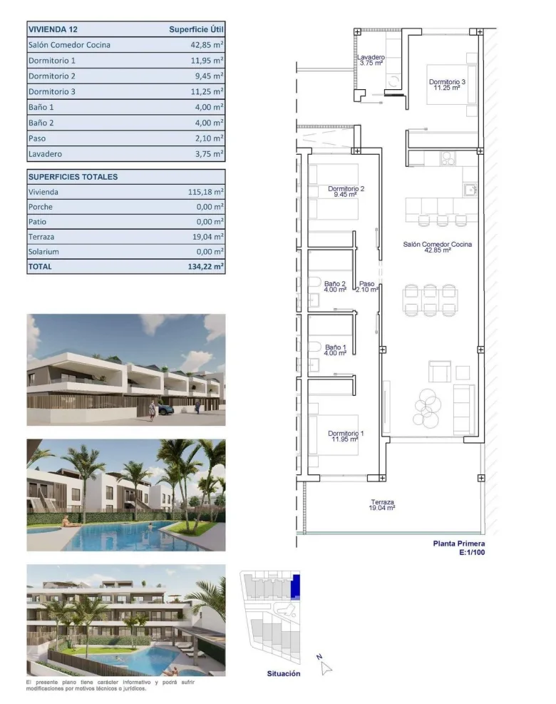Planskisse — New Build Apartments and Bungalows for Sale in Pilar de la Horadada Near the Beach