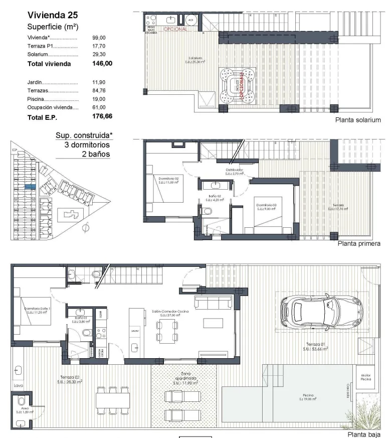 Planskisse — New Build Villas with Private Pool at Serena Golf-Los Alcazares