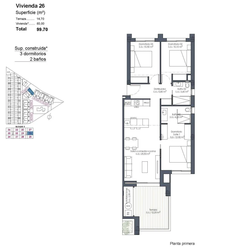 Planskisse — New Build Resort Apartments at La Serena Golf-Los Alcazares Near the Beach