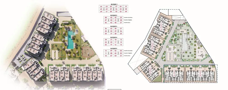 Planskisse — New Build Resort Apartments at La Serena Golf-Los Alcazares Near the Beach