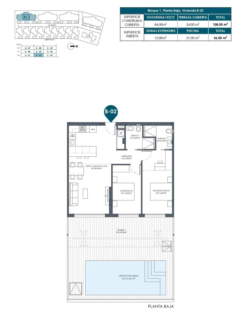 Planskisse — New Build Golf Front Apartments and Villas in La Serena Golf Los Alcazares