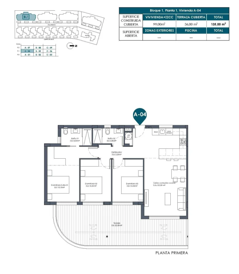 Planskisse — New Build Golf Front Apartments and Villas in La Serena Golf Los Alcazares