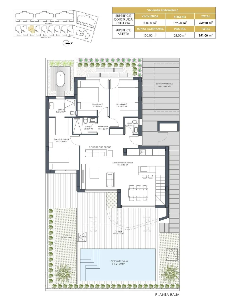 Planskisse — New Build Golf Front Apartments and Villas in La Serena Golf Los Alcazares