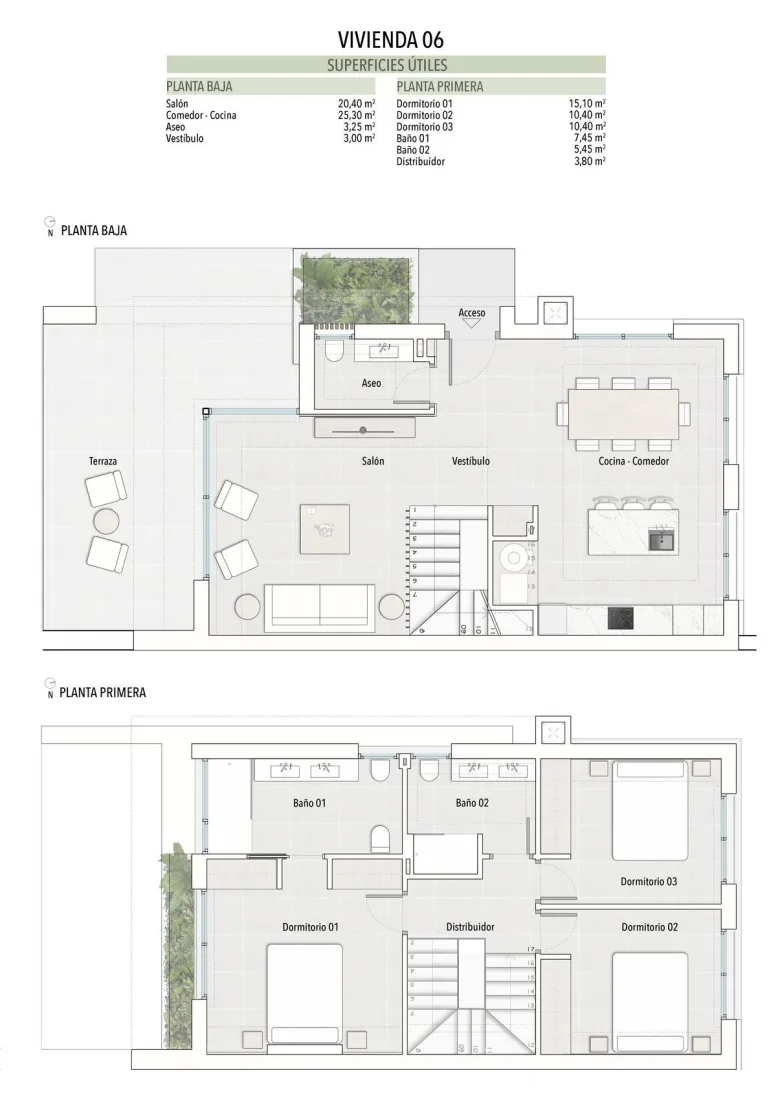 Planskisse — Moderne tomannsboliger med privat basseng i Las Filipinas-Orihuela Costa