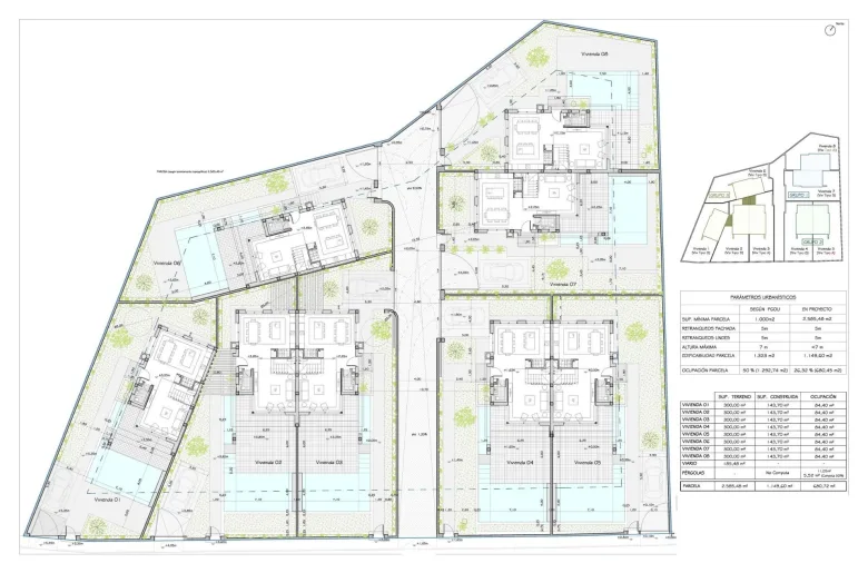 Planskisse — Moderne tomannsboliger med privat basseng i Las Filipinas-Orihuela Costa