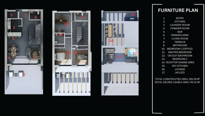 Planskisse — Nybyggede rekkehus i El Chaparral Mijas Moderne boende nær sjøen