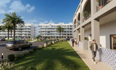 Bakkeplan | Moderne leilighet med 2 soverom og hage i Oasis Garden