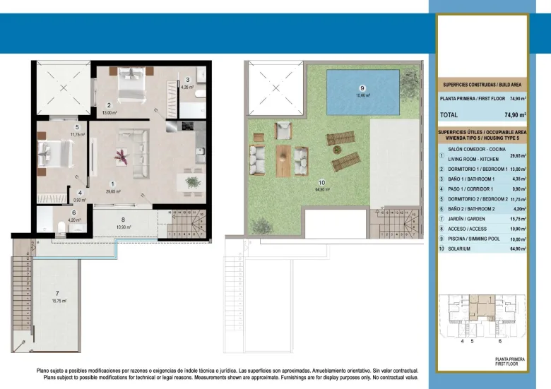 Planskisse — New Build Bungalows for Sale in Lo Pagan Near the Beach and Marina