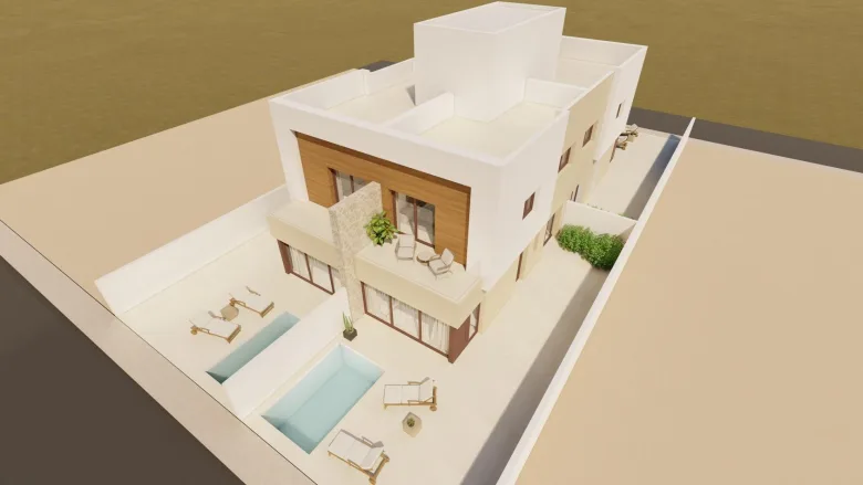 Planskisse — Moderne nye firemannsboliger med privat basseng i Santiago de la Ribera