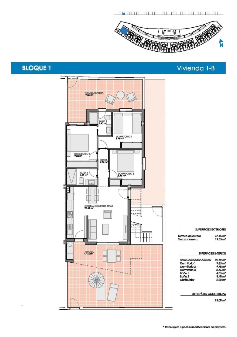 Planskisse — Nye bungalower i Lo Romero Golf Resort, Pilar de la Horadada