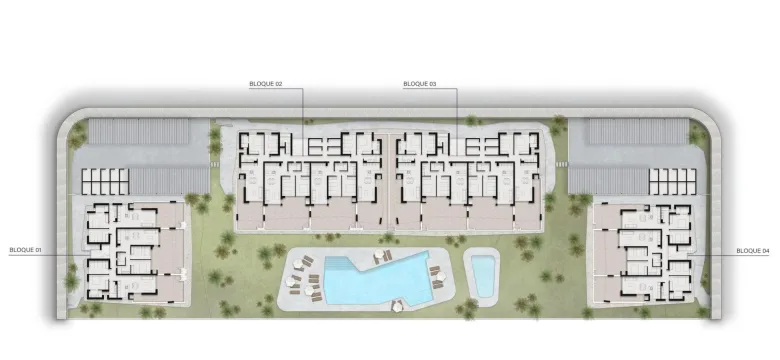 Planskisse — Bungalow i toppetasjen med privat takterrasse i Lo Marabú, Ciudad Quesada