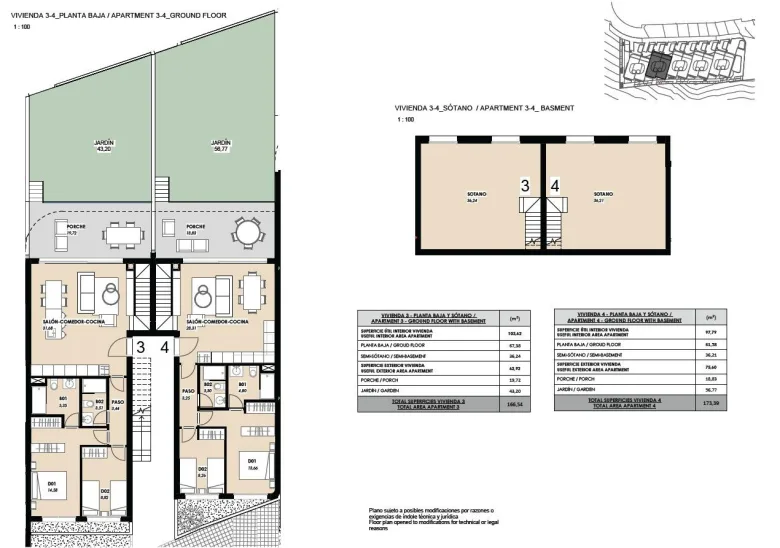 Planskisse — Nybygde bungalower med havutsikt i La Mata, Torrevieja