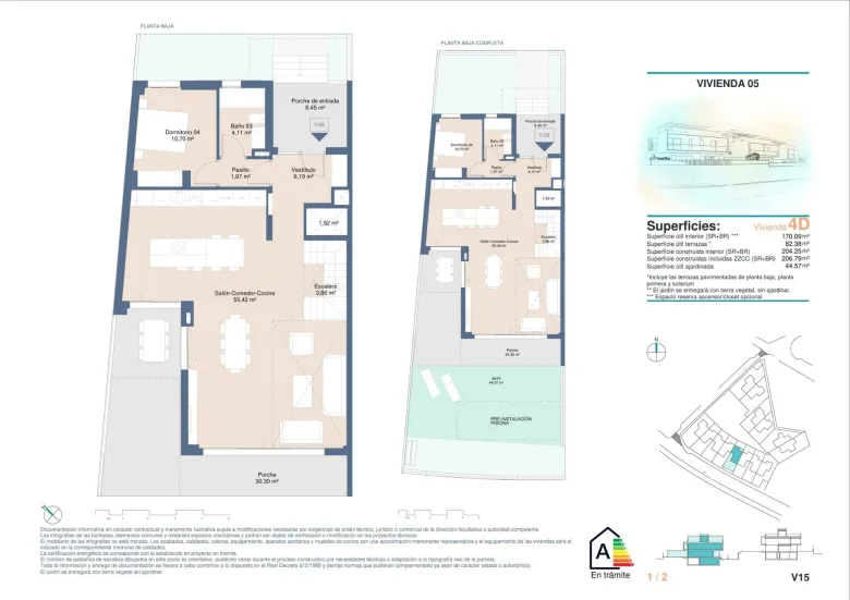Planskisse — Newly Built Semi-Detached and Terraced Houses in Cabo de las Huertas, Alicante
