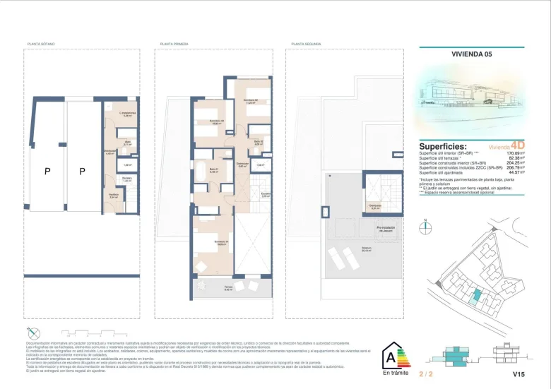 Planskisse — Newly Built Semi-Detached and Terraced Houses in Cabo de las Huertas, Alicante