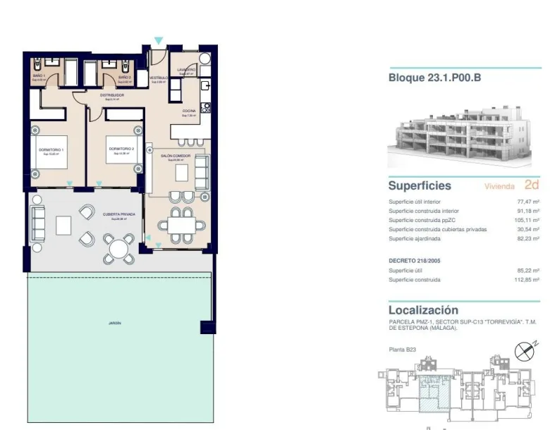 Planskisse — Eksklusivt boligresort med spa og svømmebassenger i Selwo-området, Estepona