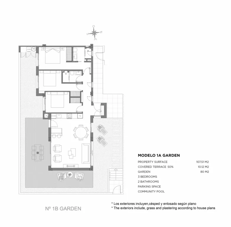 Planskisse — Nye boliger i middelhavsstil i Los Alcázares, Costa Cálida