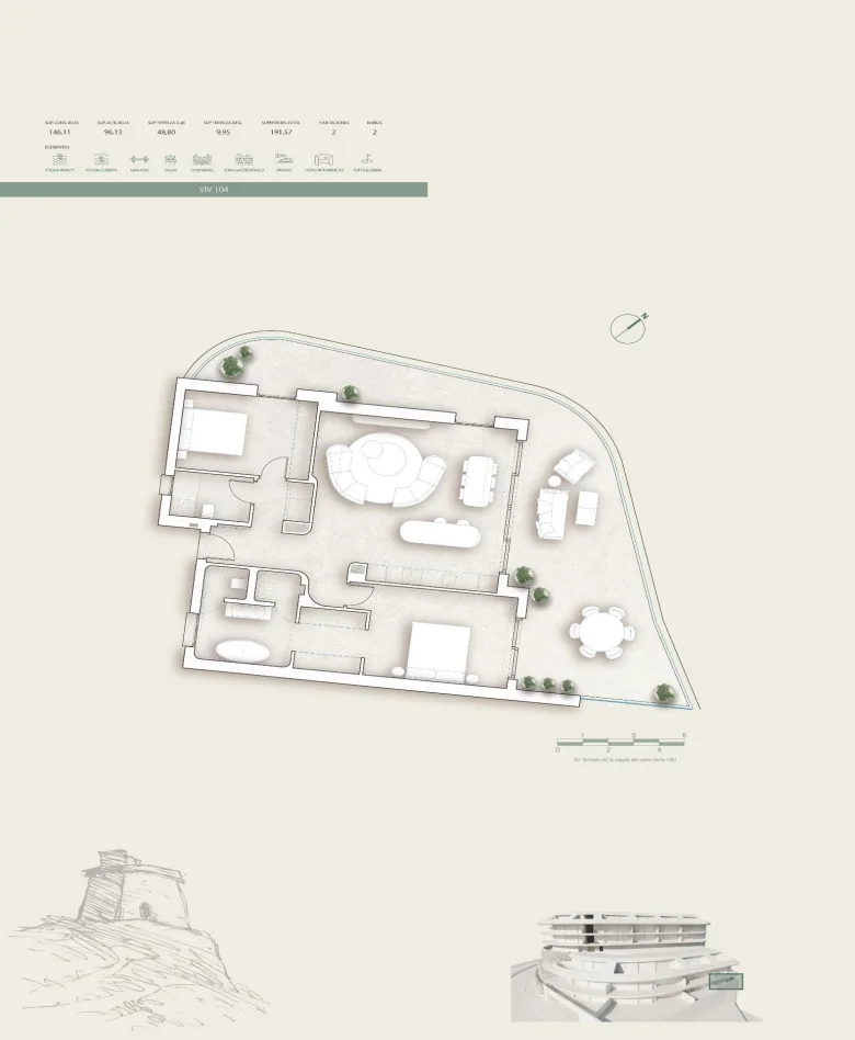 Planskisse — Luxury Sea View Apartments 100 m from the Beach in Carvajal, Fuengirola