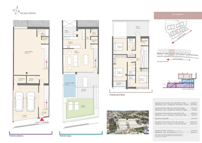 Planskisse — Luxury Townhouses with Sea Views in Pedregalejo (Malaga): Prime Coastal Living