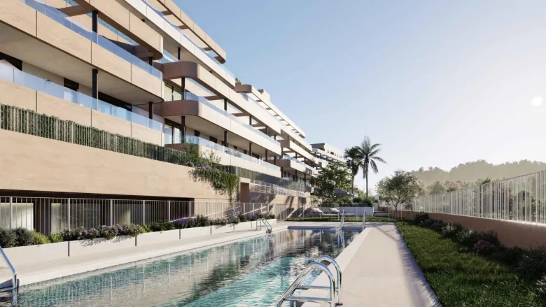 Planskisse — Nybygde leiligheter til salgs i Estepona Golf med utsikt over havet og golfbanen